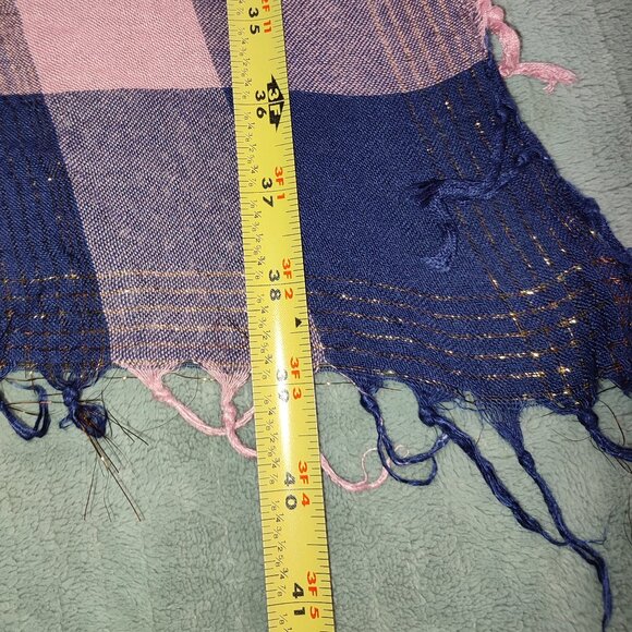 Ultra Comfy Square Scarf Golden Thread Dark Blue Pink Levis Winter Cozy Warm - Picture 5 of 9